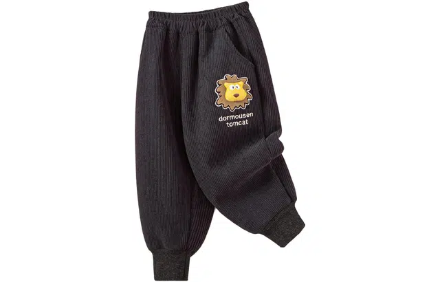 十月妈咪 加绒加厚休闲裤灯芯绒纯色棉裤束脚裤 儿童款