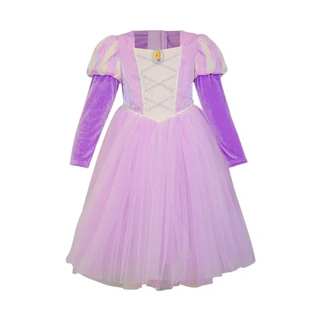 伊佳林 舒适亲肤透气长袖连衣裙 紫色 中小童