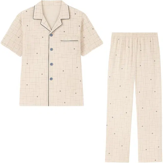 潞优野 短袖长裤薄款休闲家居服睡衣套装 男款