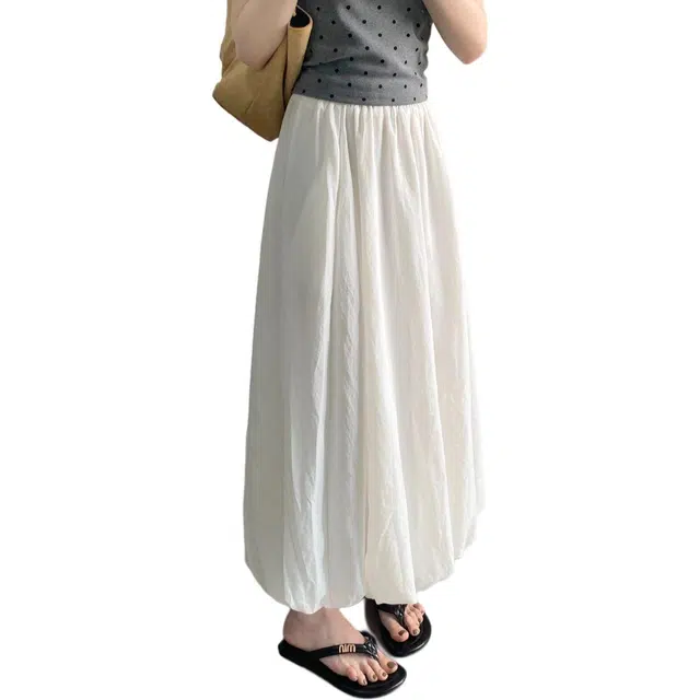 哒头下雨不愁 大口袋云朵花苞半身裙甜美蓬蓬裙遮肉显瘦休闲长裙 女款