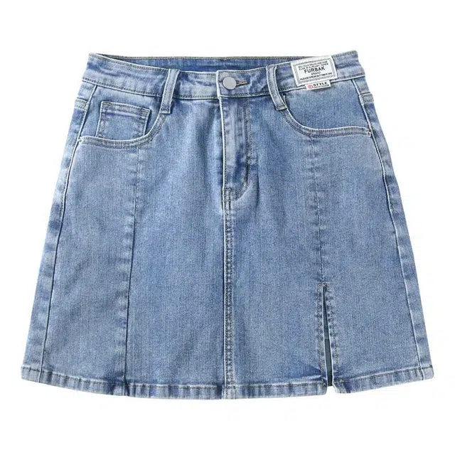 法文箱子 半身裙开叉显瘦高腰防走光牛仔短裙 女款