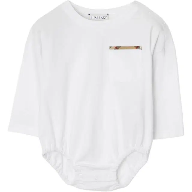 Burberry Check Trim Cotton Bodysuit