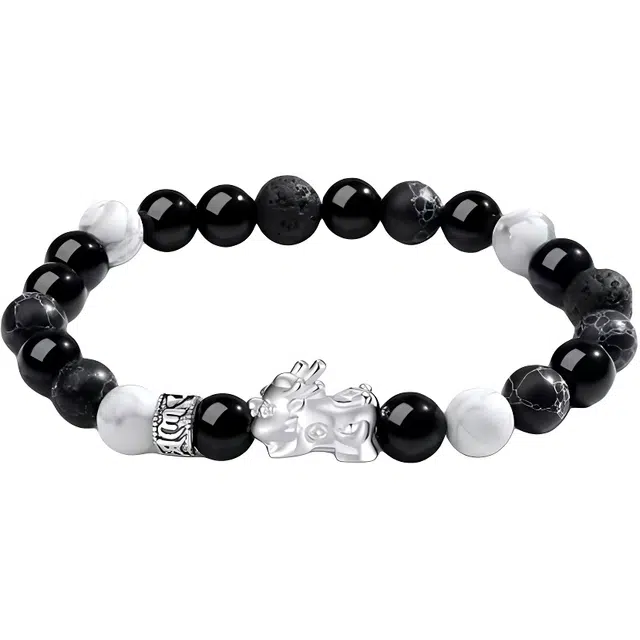 陌阡雪 新中式貔貅招财吞金兽新中式国潮转运珠 黑曜石 玉石手串 男女同款情侣款