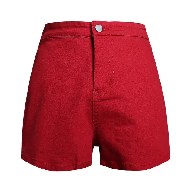 玫丝朵 韩系时尚百搭高腰经典弹力舒适牛仔短裤 女款