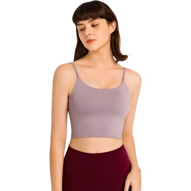 欧迪芬 舒适亲肤修身时尚双肩带美背简约基础短健身训练骑行跳舞跑步舒适透气显瘦多功能吸汗轻便时尚运动背心 女款