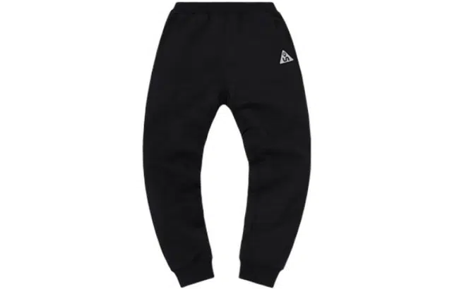 李宁儿童 童装 户外系列 纯色中腰束脚针织运动裤 女童 新标准黑