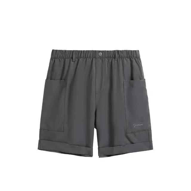 【天丝苎麻】英氏 夏季 纯色基础款棉麻高透气裤子中大童男童五分裤百搭大口袋短裤 儿童款