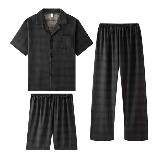 向薇 亲肤透气简约时尚可外穿家居服睡衣套装 男款