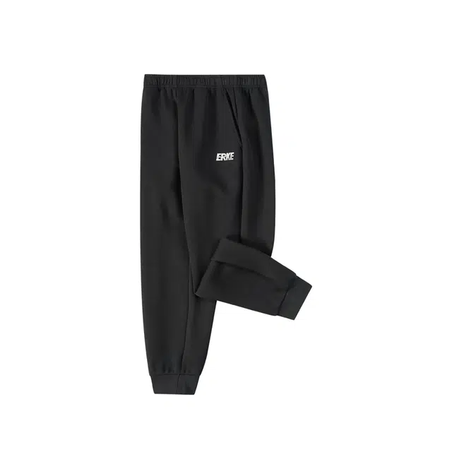 大童 鸿星尔克儿童 时尚柔软亲肤洋气简约针织运动裤 正黑