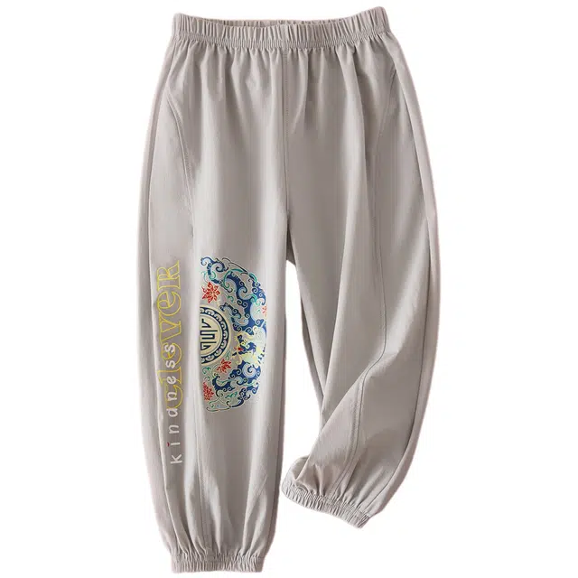 十月妈咪 薄款字母松紧束脚休闲裤 儿童款