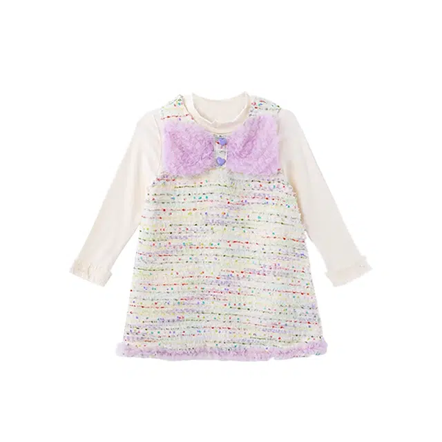 中小童 玛米玛卡 洋气甜美亲肤柔软长袖裙装套装 紫色