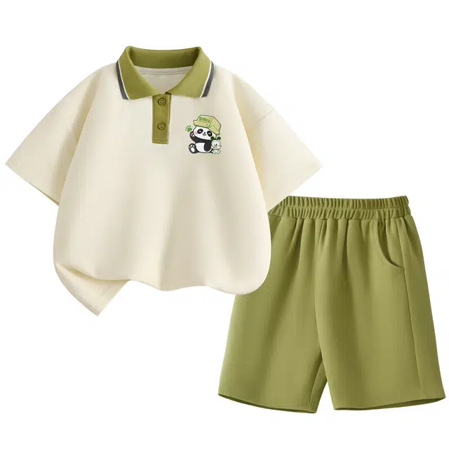 中童 巴布豆 卡通小熊印花舒适休闲运动套装