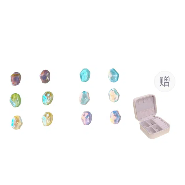 饰伴 绚丽多彩 新中式星星高级质感 时尚简约风 好运日常百搭 小众设计 合金 耳钉 男女同款情侣款