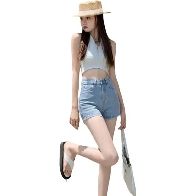 怪力萝莉 高腰薄款舒适牛仔短裤 女款