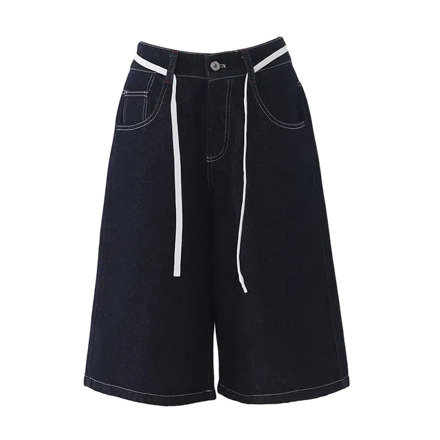 拾籍 美式复古高腰宽松牛仔短裤 女款