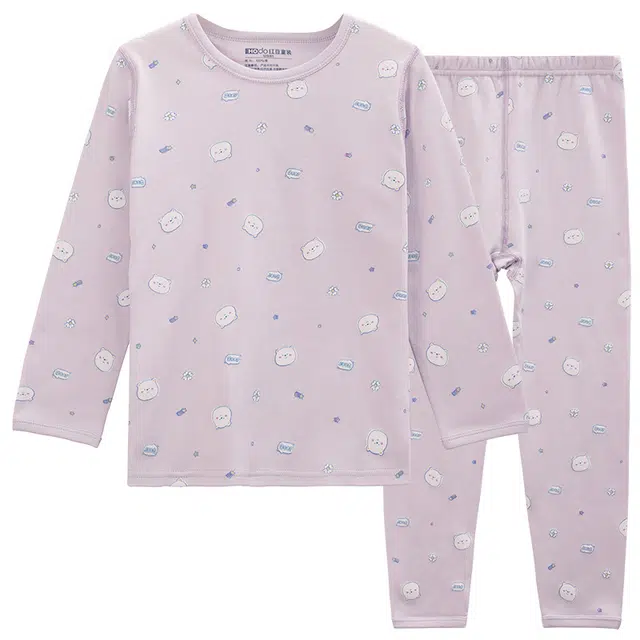 红豆 圆领舒适长袖上衣柔软亲肤长裤内衣套装青少年