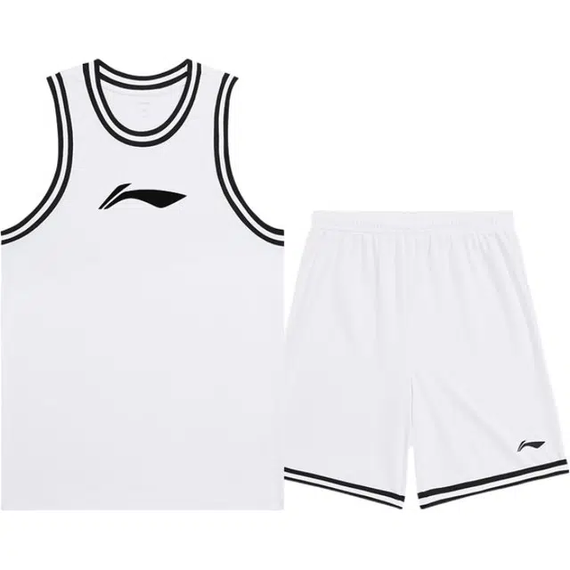 大童 李宁儿童 校园系列 舒适圆领套头休闲运动套装 标准白