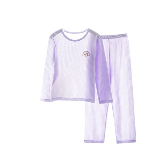 大童 顶瓜瓜 柔软舒适亲肤长袖睡衣套装 浅紫