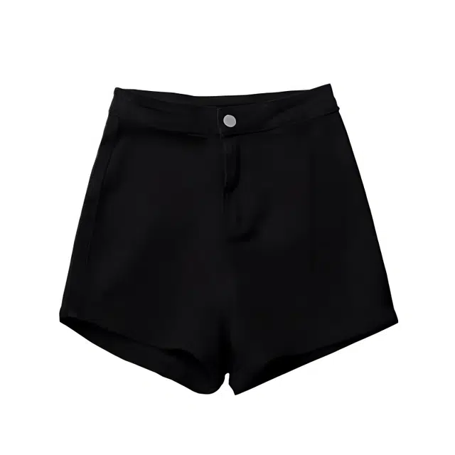 玉儿恋 美式复古高街舒适时尚简约水洗做旧纯色宽松休闲百搭日常潮流直筒牛仔短裤 女款 黑色（弹力短裤）