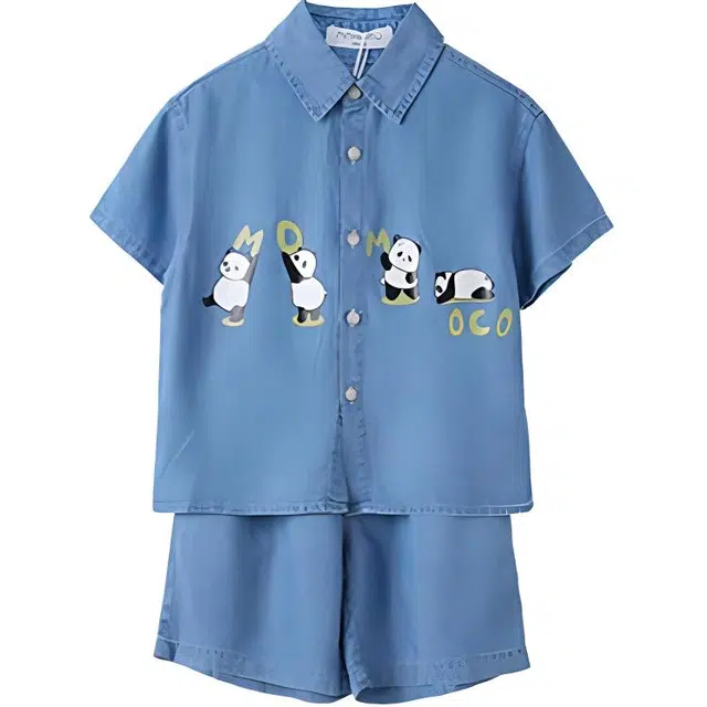 中童 玛米玛卡 舒适亲肤柔软简约大方休闲运动套装 兰色