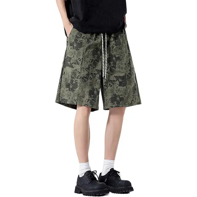 单爵 美式迷彩复古宽松时尚休闲短裤 男女同款