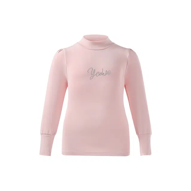 英氏 字母半高领套头休闲长袖保暖上装 儿童款 粉色