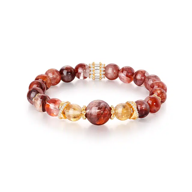 【红黄花晶绕福】 金六福吉祥 新中式小众设计转运珠 八方来财多财多福祈运国潮风轻奢高级感清冷显白#好运天然 红胶花 手串 男女同款情侣款