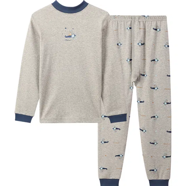 红豆 舒适时尚休闲柔软打底内衣套装 中麻灰青少年