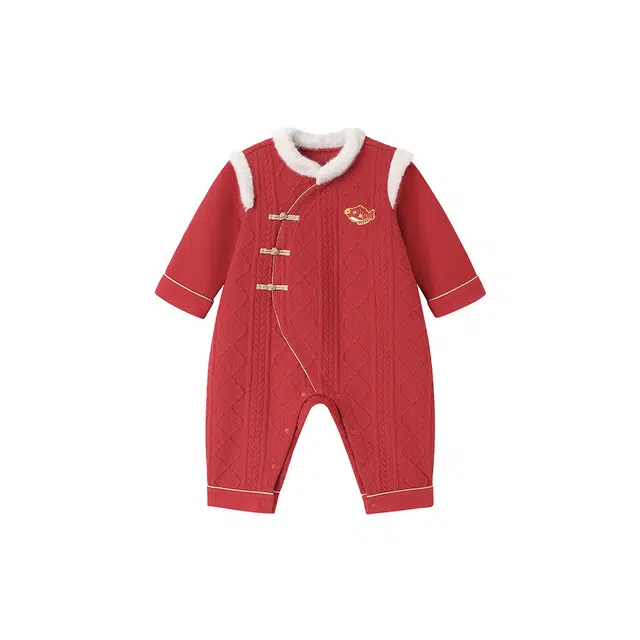 英氏 小鱼刺绣舒适保暖连体衣 婴幼童