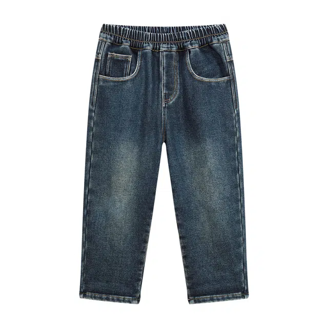 左西 加绒保暖耐磨舒适牛仔裤 蓝色 青少年