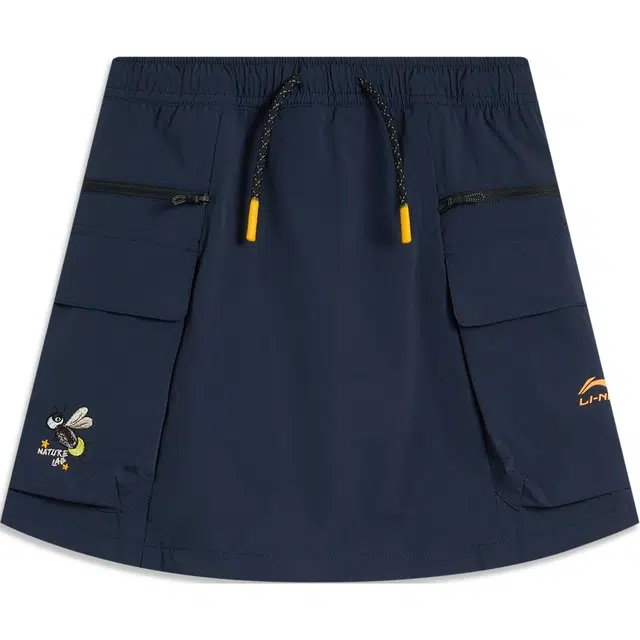 李宁儿童 运动生活系列 纯色中腰速干凉爽宽松裤裙短裤 儿童款 深海军蓝