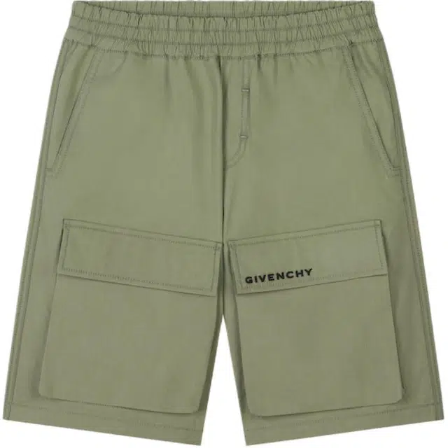 纪梵希 字母印花口袋松紧腰纯色短裤 儿童款 绿色