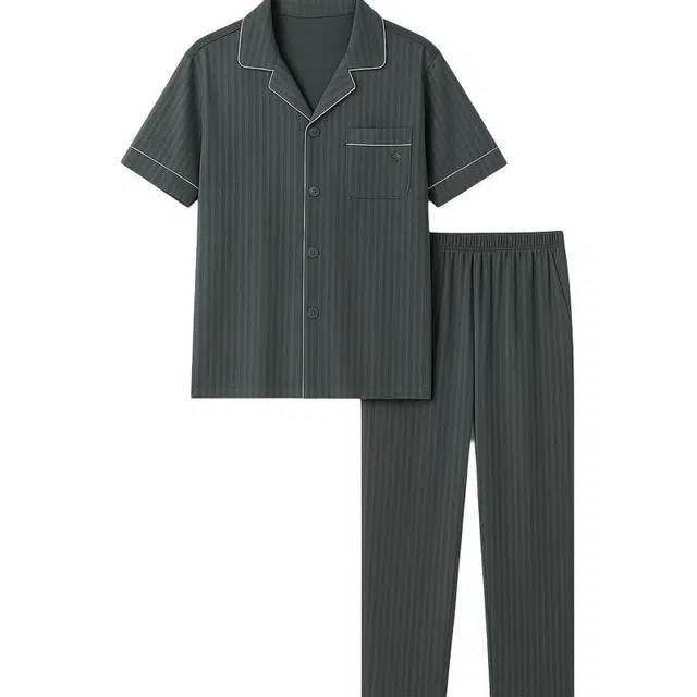 潞优野 短袖长裤薄款休闲加大码家居服睡衣套装 男款