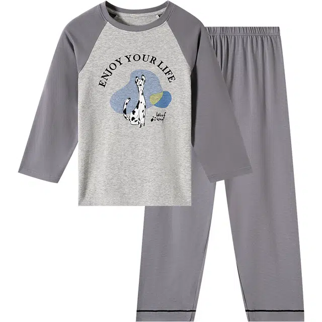 久岁伴 居家系列 透气舒适柔软家居服 碳灰青少年