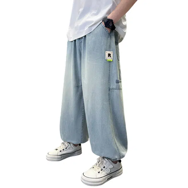 浪莎牛仔裤 潮流舒适百搭 蓝色 儿童款