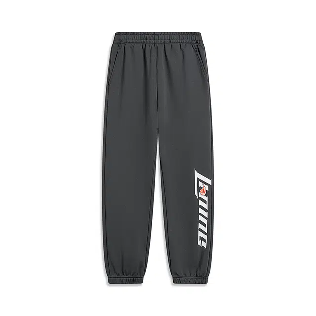 李宁儿童 字母印花松紧腰加绒加厚针织运动裤 儿童款 雾霾灰