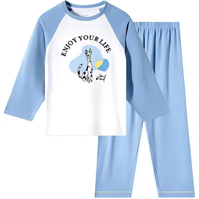 久岁伴 居家系列 透气排汗舒适家居服 蓝色青少年