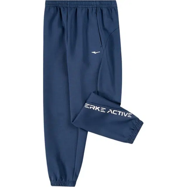 大童 鸿星尔克 字母中腰舒适透气百搭束脚针织运动裤 创噪蓝