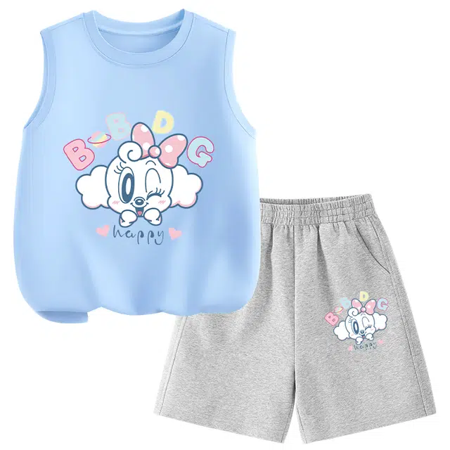 中童 巴布豆 卡通字母印花可爱舒适休闲运动套装