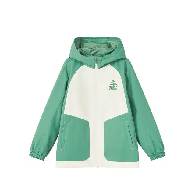 大童 鸿星尔克儿童 时尚柔软洋气连帽风衣 岩藻绿