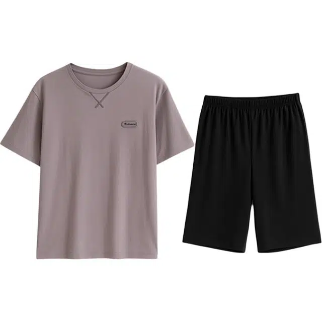 潞优野 短袖短裤薄款冰丝凉感高级感家居服夏季睡衣套装 男款