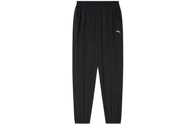 安踏儿童 弹弹裤 纯色中腰透气束脚针织运动裤 儿童款 梦幻黑