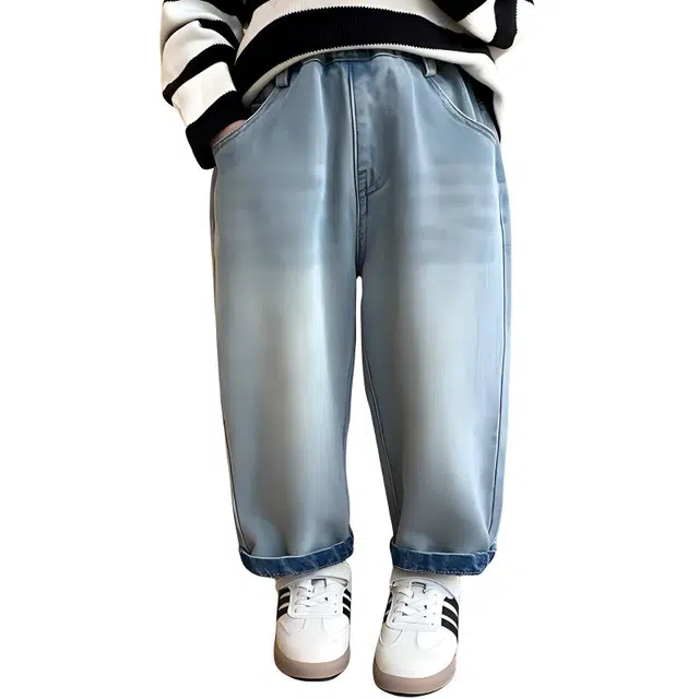 俞兆林牛仔裤 百搭时尚宽松简约 蓝色 中小童