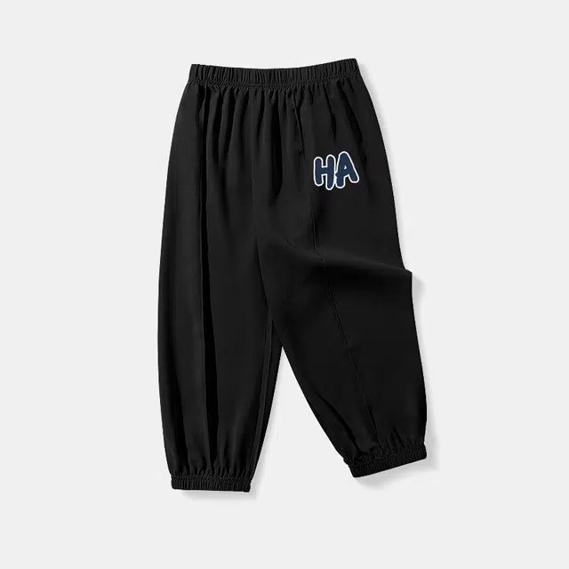 棉致 纯色透气字母松紧腰休闲裤 儿童款