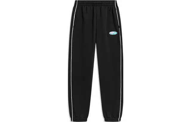 李宁儿童 纯色中腰抓绒束脚针织运动裤 儿童款 黑色