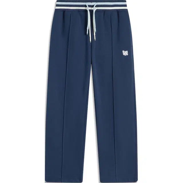 李宁儿童 运动生活系列 条纹中腰系带舒适百搭直筒休闲裤 儿童款 深航舰蓝