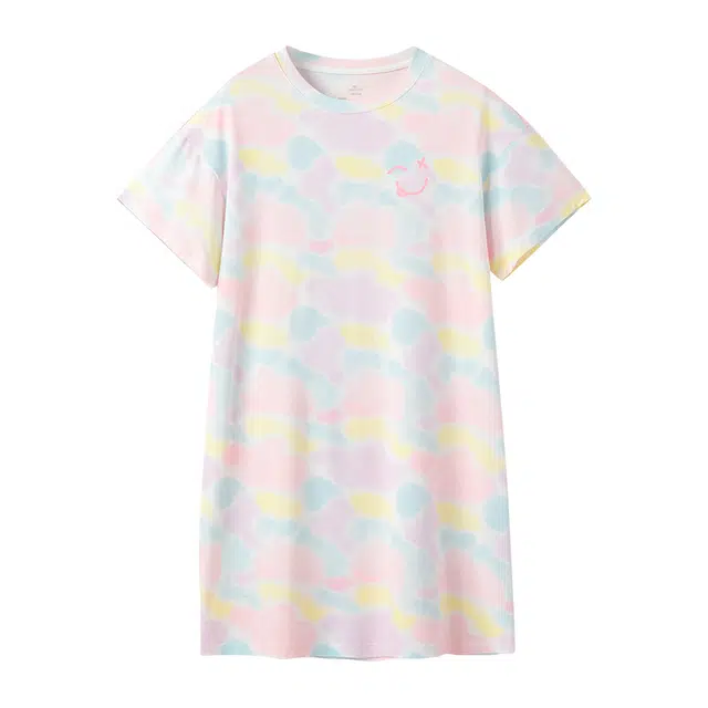 大童 英氏 抗菌舒适柔软轻盈透气短袖睡裙 紫色