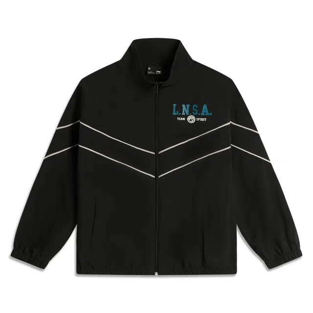 大童 李宁儿童 运动生活系列 字母图案舒适柔软风衣 黑色