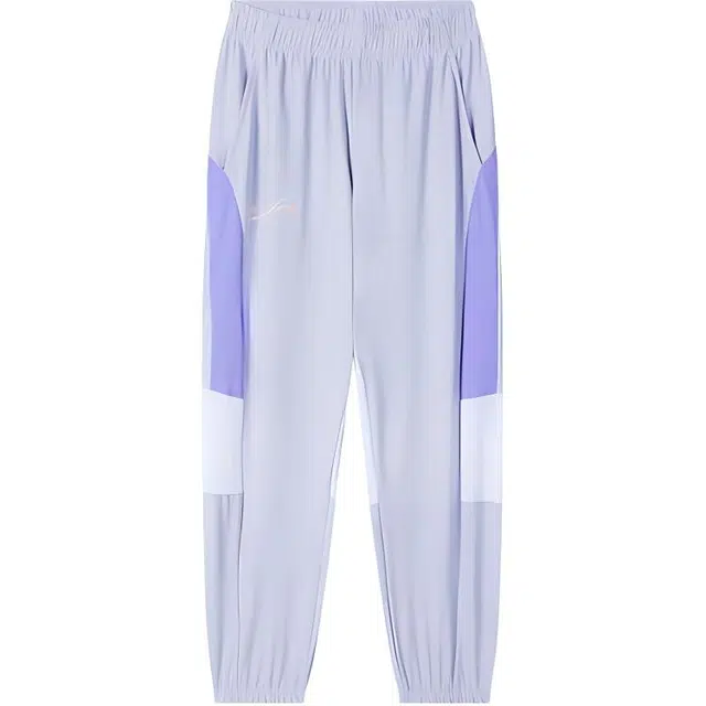 青少年 安踏儿童 拼接透气宽松九分休闲裤 云柔紫