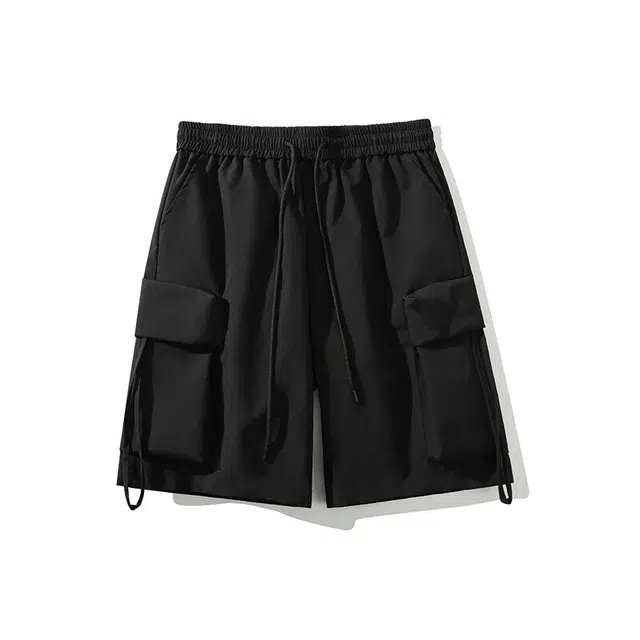 陆与山屿 工装风大口袋抽绳松紧腰工装短裤 男女同款